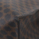 CELINE Macadam Canvas Tote Bag PVC Leather Black Gold Auth 203654A-12
