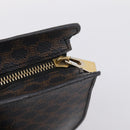 CELINE Macadam Canvas Tote Bag PVC Leather Black Gold Auth 203654A-16