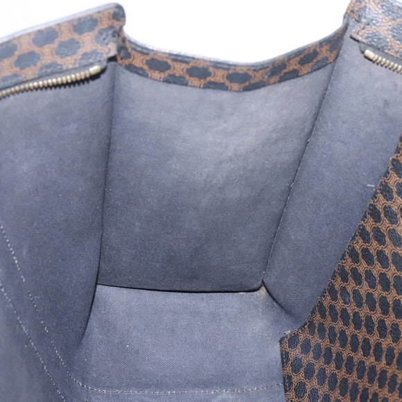 CELINE Macadam Canvas Tote Bag PVC Leather Black Gold Auth 203654A