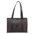 CELINE Macadam Canvas Tote Bag PVC Leather Black Gold Auth 203654A-2