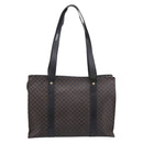 CELINE Macadam Canvas Tote Bag PVC Leather Black Gold Auth 203654A-3