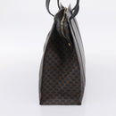 CELINE Macadam Canvas Tote Bag PVC Leather Black Gold Auth 203654A-5