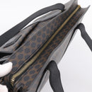 CELINE Macadam Canvas Tote Bag PVC Leather Black Gold Auth 203654A-6