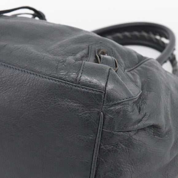 BALENCIAGA The Sunday Hand Bag Leather Navy 228750 Auth 203658V