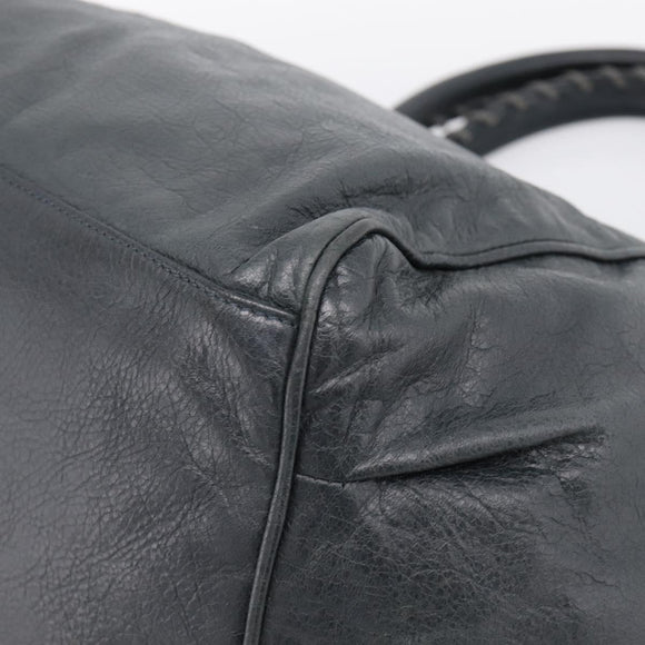 BALENCIAGA The Sunday Hand Bag Leather Navy 228750 Auth 203658V