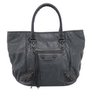 BALENCIAGA The Sunday Hand Bag Leather Navy 228750 Auth 203658V-13