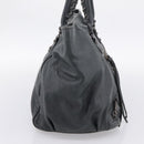 BALENCIAGA The Sunday Hand Bag Leather Navy 228750 Auth 203658V-3