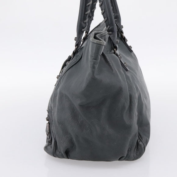 BALENCIAGA The Sunday Hand Bag Leather Navy 228750 Auth 203658V