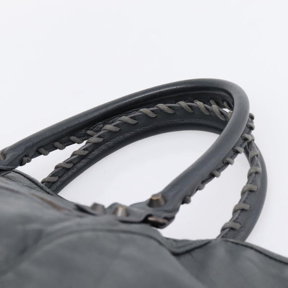 BALENCIAGA The Sunday Hand Bag Leather Navy 228750 Auth 203658V