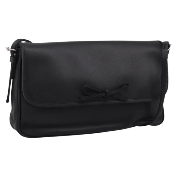 BALENCIAGA Shoulder Bag Satin Black Silver Auth 203659V