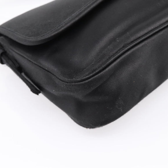 BALENCIAGA Shoulder Bag Satin Black Silver Auth 203659V