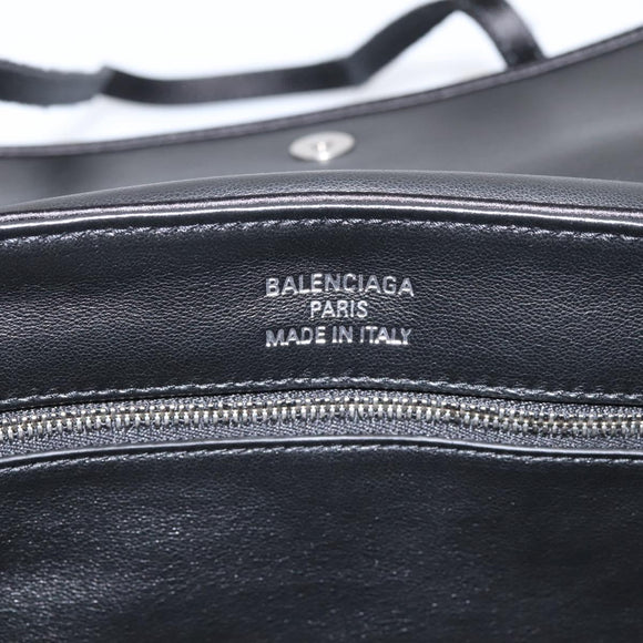 BALENCIAGA Shoulder Bag Satin Black Silver Auth 203659V