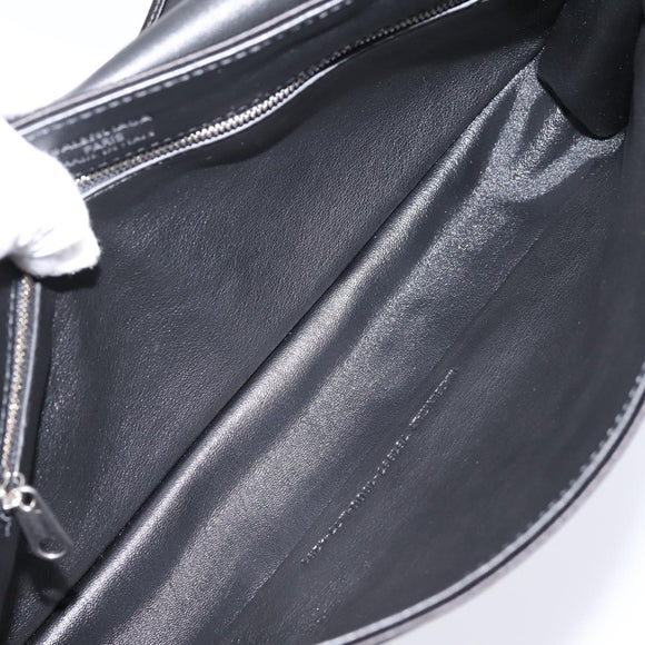 BALENCIAGA Shoulder Bag Satin Black Silver Auth 203659V