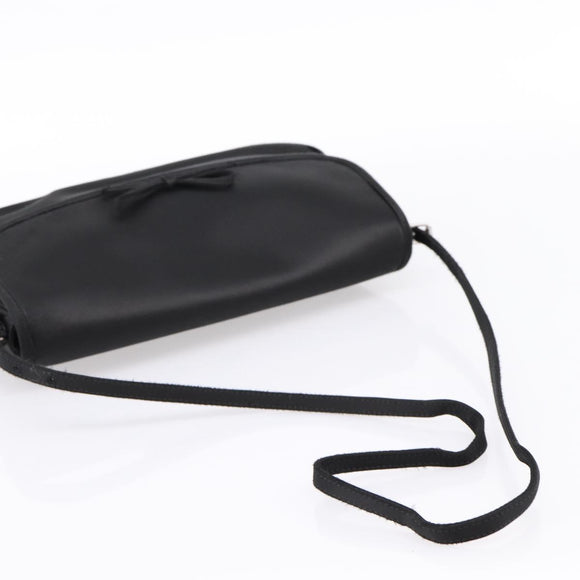 BALENCIAGA Shoulder Bag Satin Black Silver Auth 203659V
