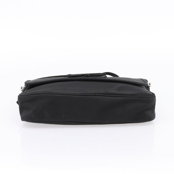 BALENCIAGA Shoulder Bag Satin Black Silver Auth 203659V
