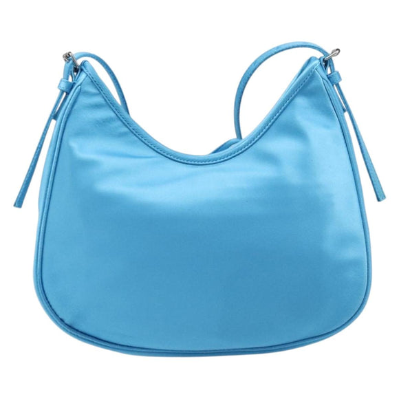BALENCIAGA Shoulder Bag Satin Blue Silver Auth 203660V