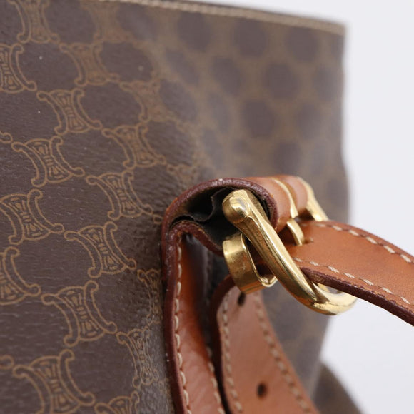 CELINE Macadam Canvas Tote Bag PVC Leather Brown Gold Auth 203674A
