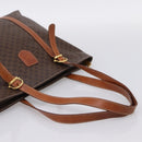 CELINE Macadam Canvas Tote Bag PVC Leather Brown Gold Auth 203674A-7