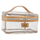 Burberrys Vanity Cosmetic Pouch Vinyl Clear Silver Auth 203676A-1