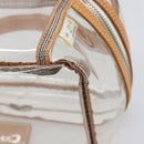 Burberrys Vanity Cosmetic Pouch Vinyl Clear Silver Auth 203676A-12