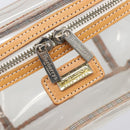 Burberrys Vanity Cosmetic Pouch Vinyl Clear Silver Auth 203676A-14