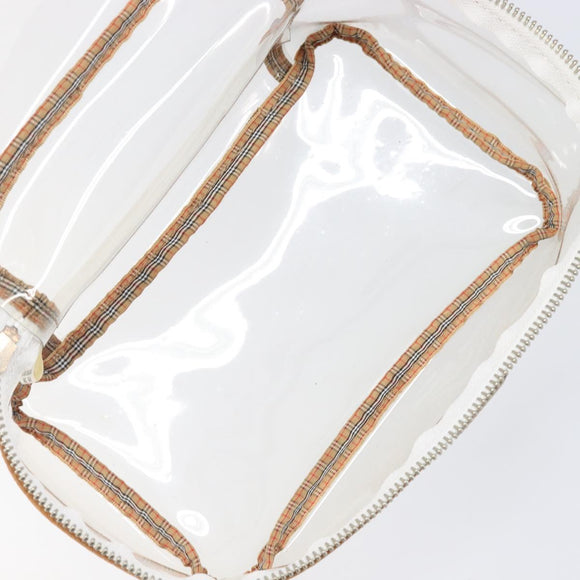 Burberrys Vanity Cosmetic Pouch Vinyl Clear Silver Auth 203676A