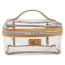 Burberrys Vanity Cosmetic Pouch Vinyl Clear Silver Auth 203676A-2