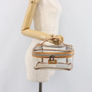 Burberrys Vanity Cosmetic Pouch Vinyl Clear Silver Auth 203676A-20