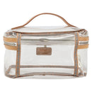 Burberrys Vanity Cosmetic Pouch Vinyl Clear Silver Auth 203676A-3