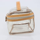 Burberrys Vanity Cosmetic Pouch Vinyl Clear Silver Auth 203676A-4
