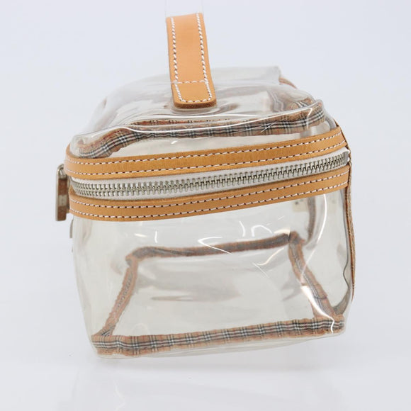 Burberrys Vanity Cosmetic Pouch Vinyl Clear Silver Auth 203676A