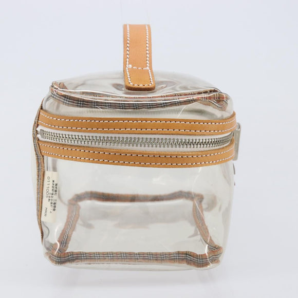 Burberrys Vanity Cosmetic Pouch Vinyl Clear Silver Auth 203676A