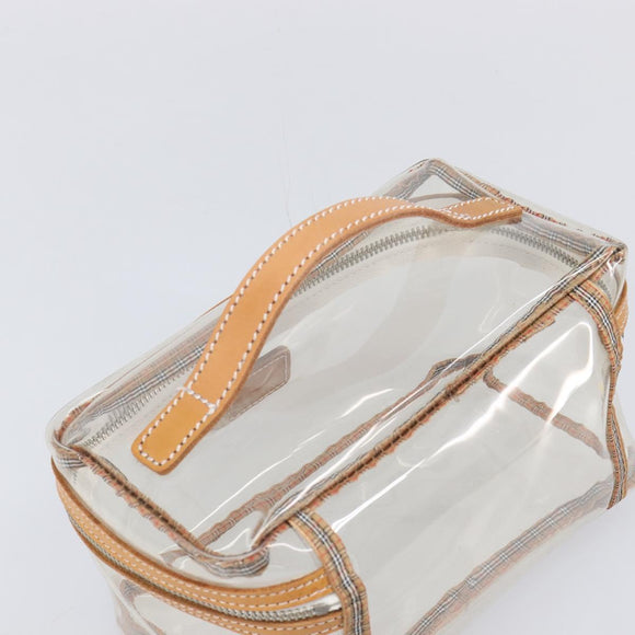 Burberrys Vanity Cosmetic Pouch Vinyl Clear Silver Auth 203676A