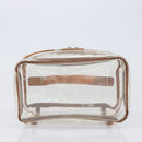 Burberrys Vanity Cosmetic Pouch Vinyl Clear Silver Auth 203676A-9