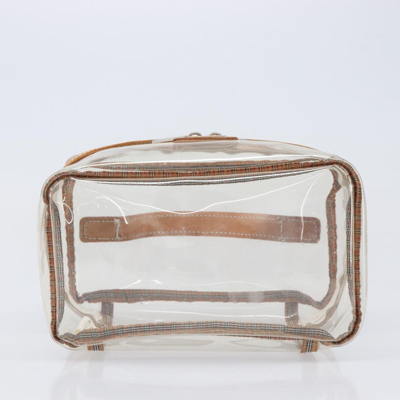 Burberrys Vanity Cosmetic Pouch Vinyl Clear Silver Auth 203676A