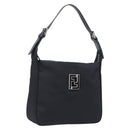 FENDI Shoulder Bag Nylon Black Silver Auth 203677A-1