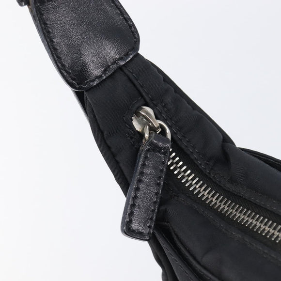 FENDI Shoulder Bag Nylon Black Silver Auth 203677A