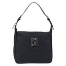 FENDI Shoulder Bag Nylon Black Silver Auth 203677A-13