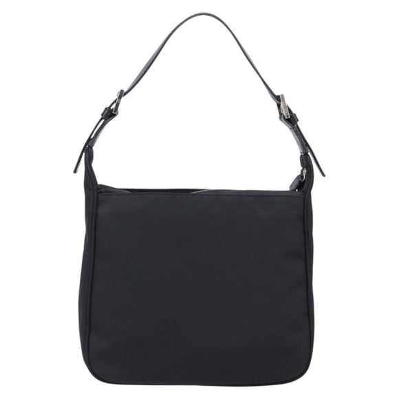 FENDI Shoulder Bag Nylon Black Silver Auth 203677A