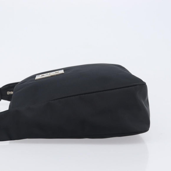 FENDI Shoulder Bag Nylon Black Silver Auth 203677A