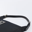 FENDI Shoulder Bag Nylon Black Silver Auth 203677A-8