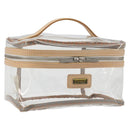 Burberrys Vanity Cosmetic Pouch Vinyl Clear Silver Auth 203681A-1