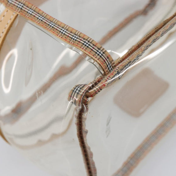 Burberrys Vanity Cosmetic Pouch Vinyl Clear Silver Auth 203681A