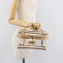 Burberrys Vanity Cosmetic Pouch Vinyl Clear Silver Auth 203681A-19