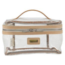 Burberrys Vanity Cosmetic Pouch Vinyl Clear Silver Auth 203681A-13