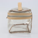 Burberrys Vanity Cosmetic Pouch Vinyl Clear Silver Auth 203681A-3
