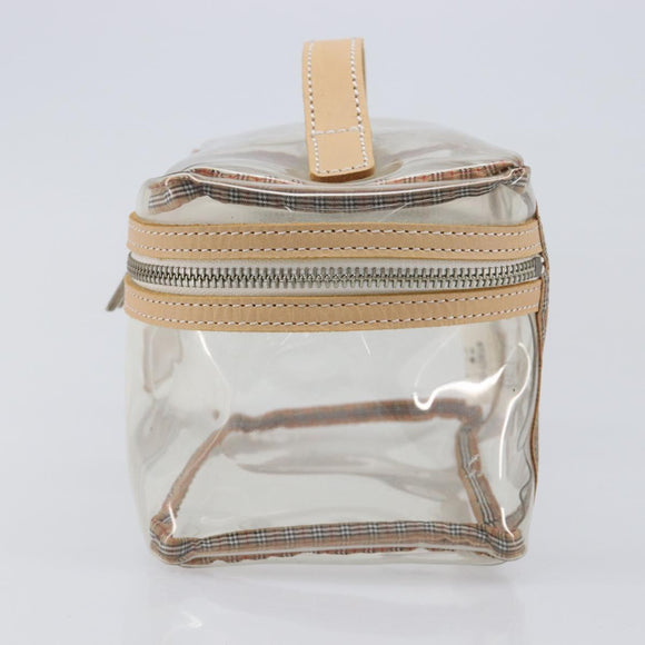 Burberrys Vanity Cosmetic Pouch Vinyl Clear Silver Auth 203681A