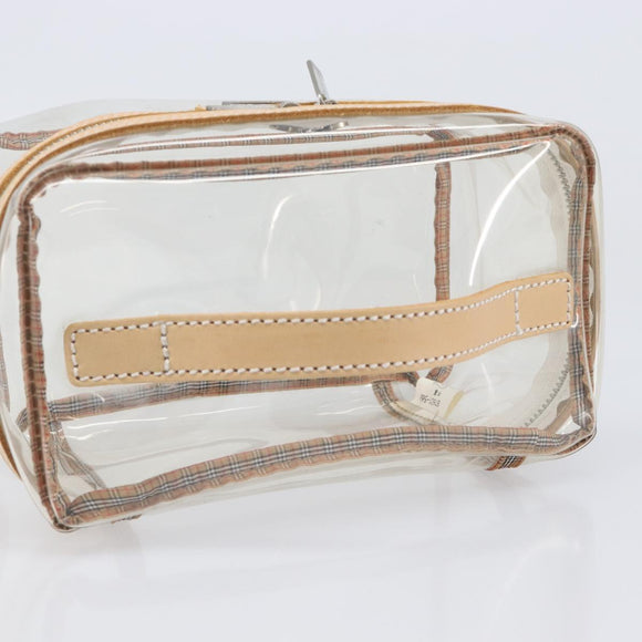 Burberrys Vanity Cosmetic Pouch Vinyl Clear Silver Auth 203681A