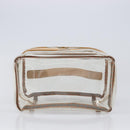 Burberrys Vanity Cosmetic Pouch Vinyl Clear Silver Auth 203681A-5