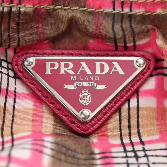 PRADA Eco Bag Nylon Pink Silver Auth 203684A